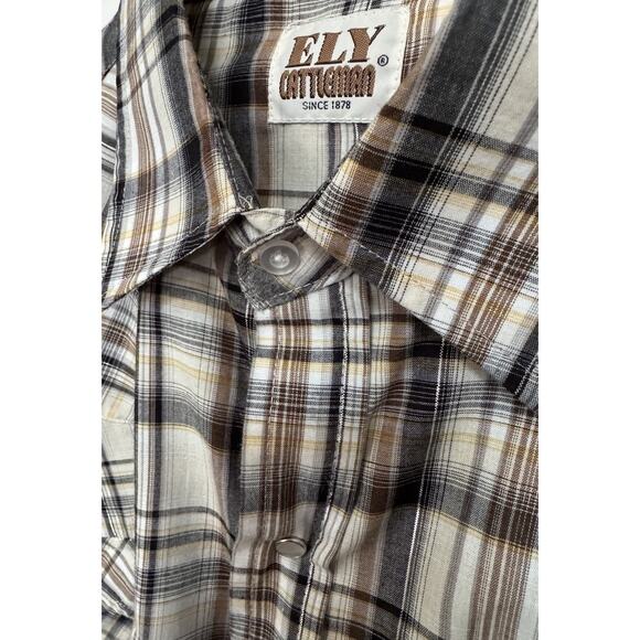 Ely Cattleman Mens XL Plaid Pearl Button Front Casual Cowboy Western Shirt VTG ? - Picture 4 of 7